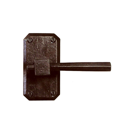Hand Forged Iron Petite East-West Lever with Skewed Corner Escutcheon 