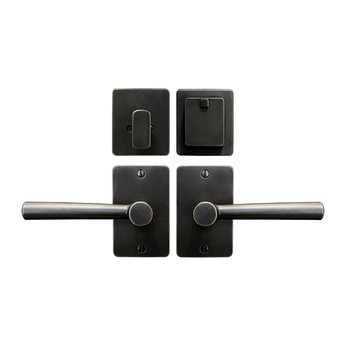 Solid Bronze Kareo Lever Deadbolt Entry Set