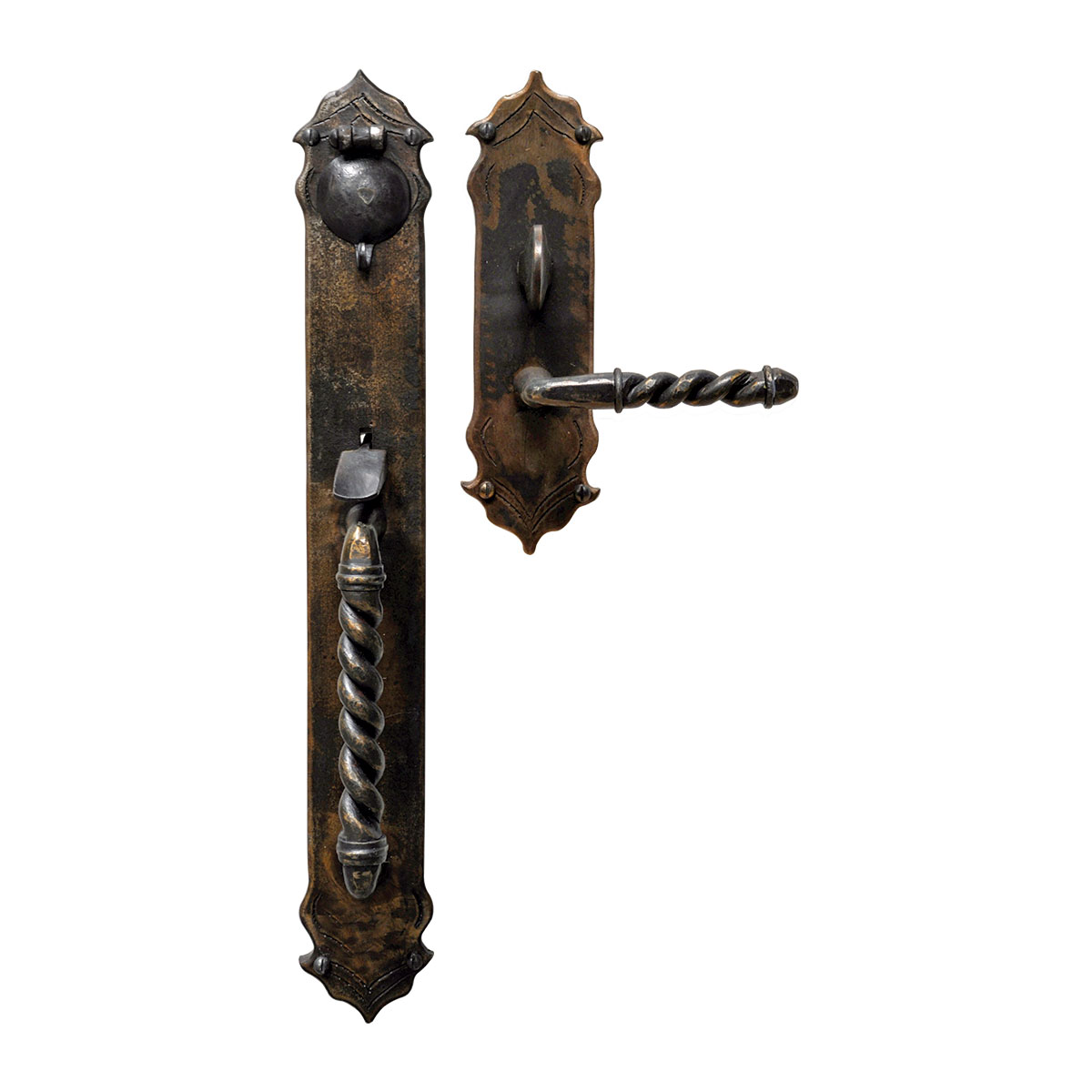 Hand Forged Iron Avila Thumblatch-Lever Mortise Entry Set