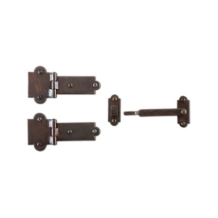 Hand Forged Iron Arch Speakeasy Latch and Hinge Straps 