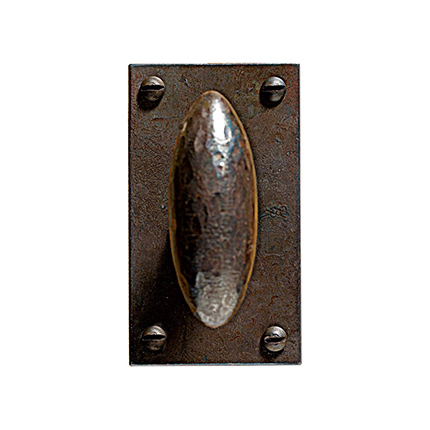 Hand Forged Iron East-West Knob with Straight Edge Escutcheon 