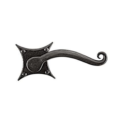 Hand Forged Iron Scrolled Lever with Scallop Escutcheon 